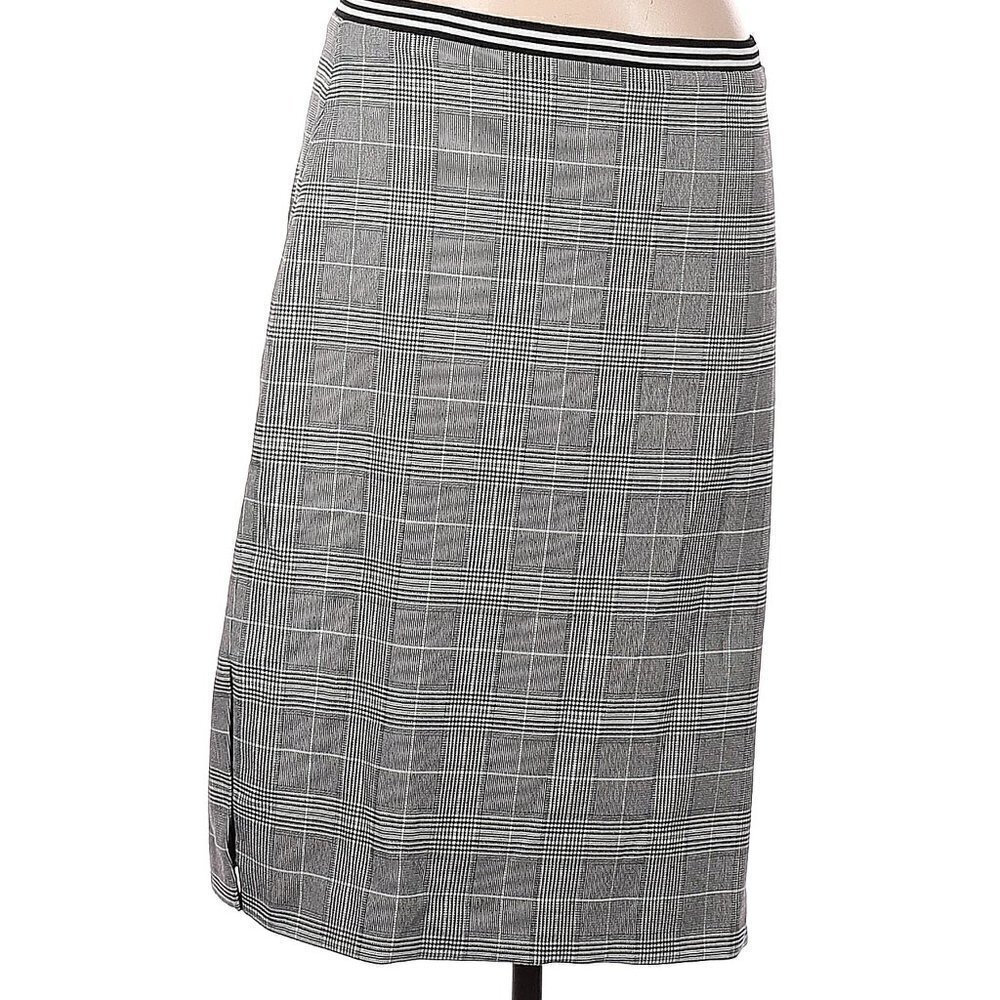 Banana Republic Women's Gray Plaid High Waisted Stretch Pencil Midi Skirt, Sz 6